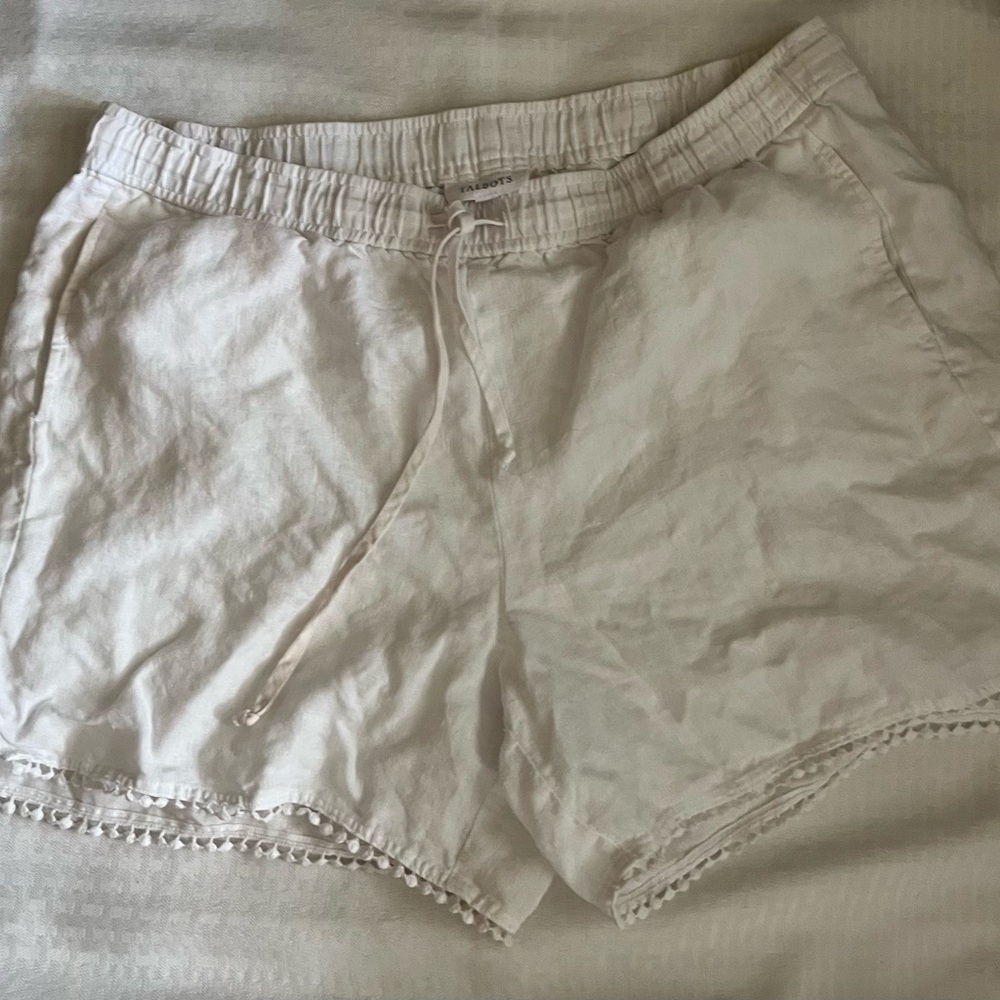 Talbots High Waist Cream Shorts